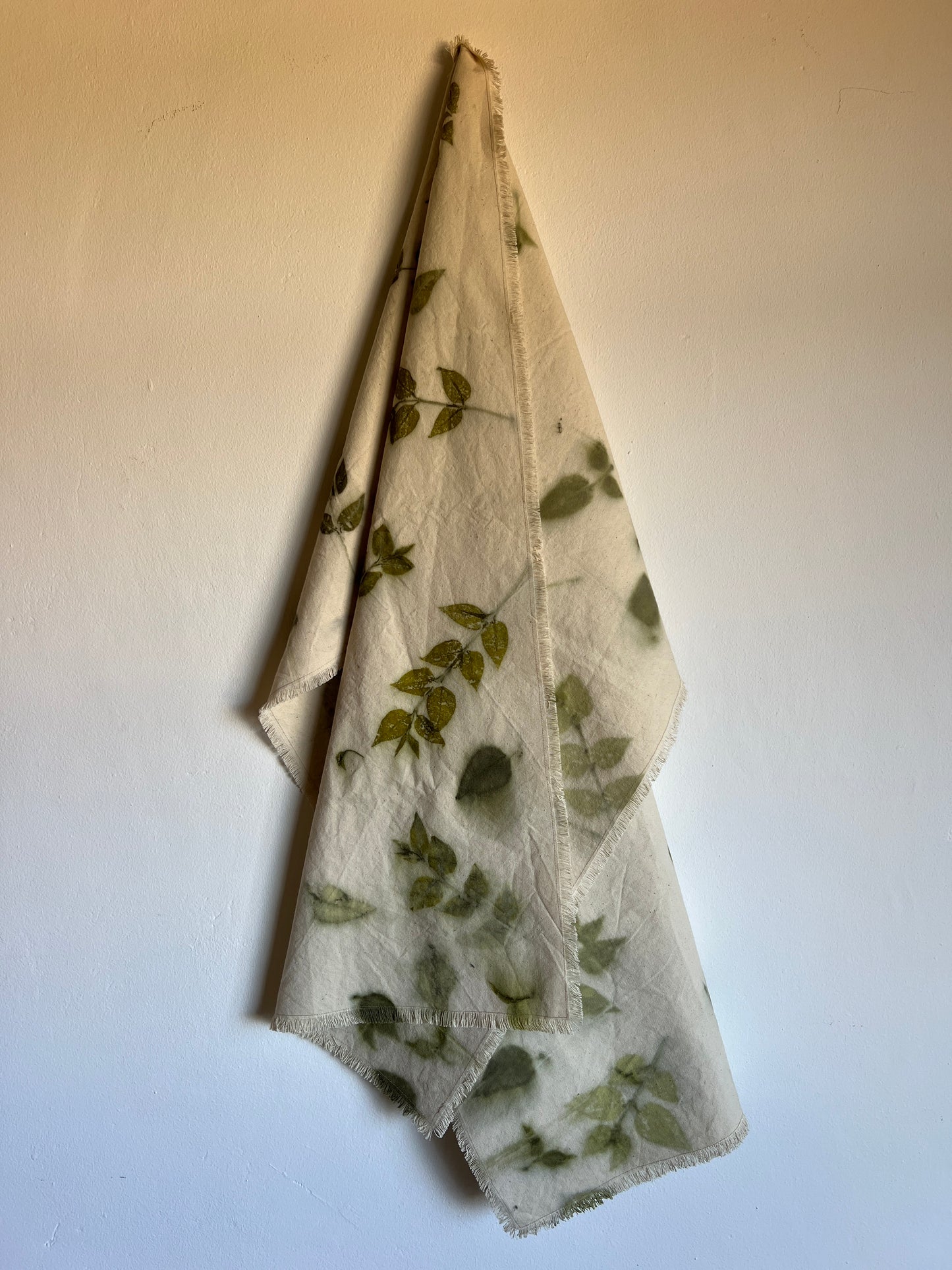 Eco-Printed Cotton Table Runner – Tree Fuchsia