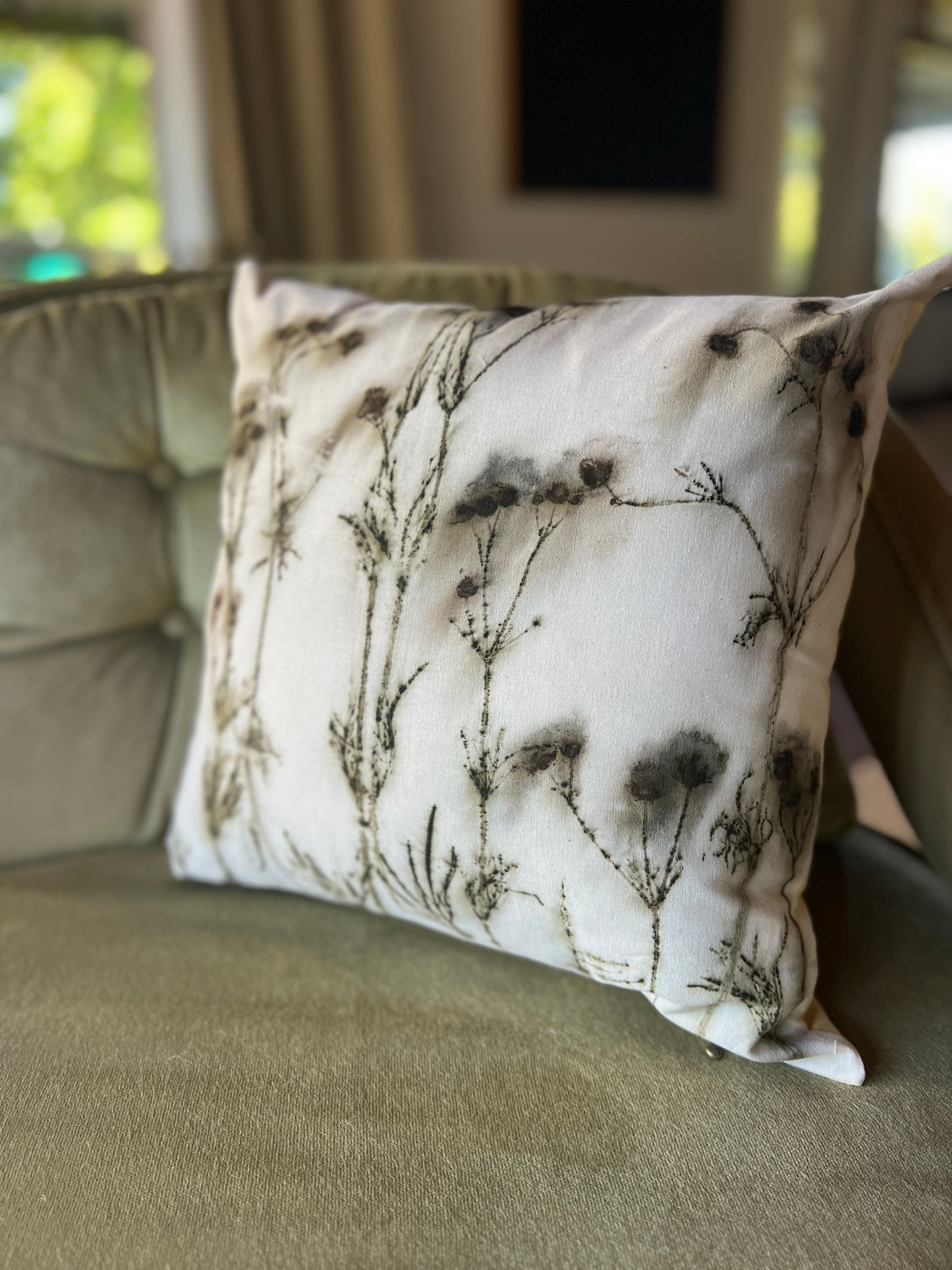 Eco-Printed Cotton Cushion Covers
